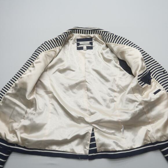 J Crew Schoolboy Blazer Size 10 Navy Stripe Linen - Picture 5 of 14